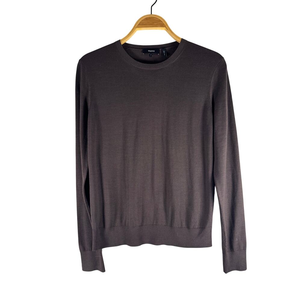Theory Wool Brown Pullover Crewneck Sweater Medium